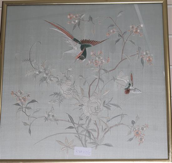 A Chinese embroidered silk panel